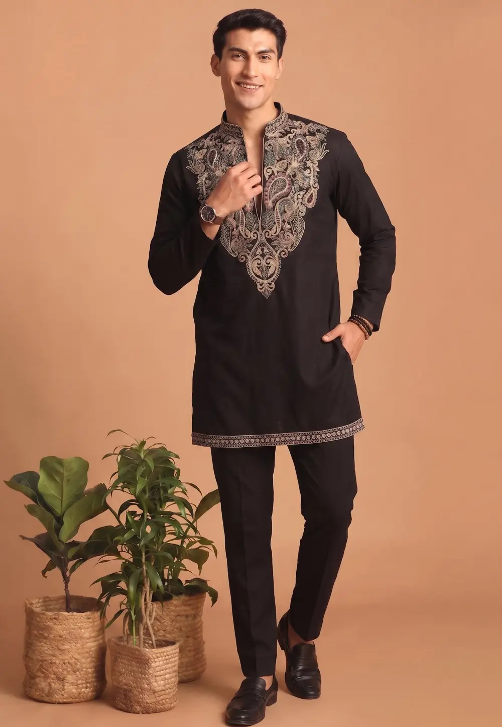 Black Silk Kurta Pajama 332540