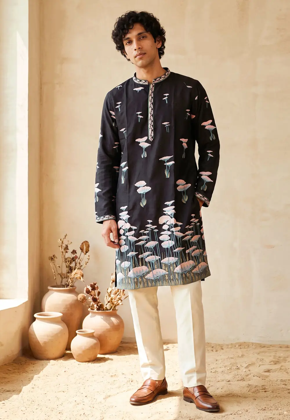 Black Silk Kurta Pajama 336207