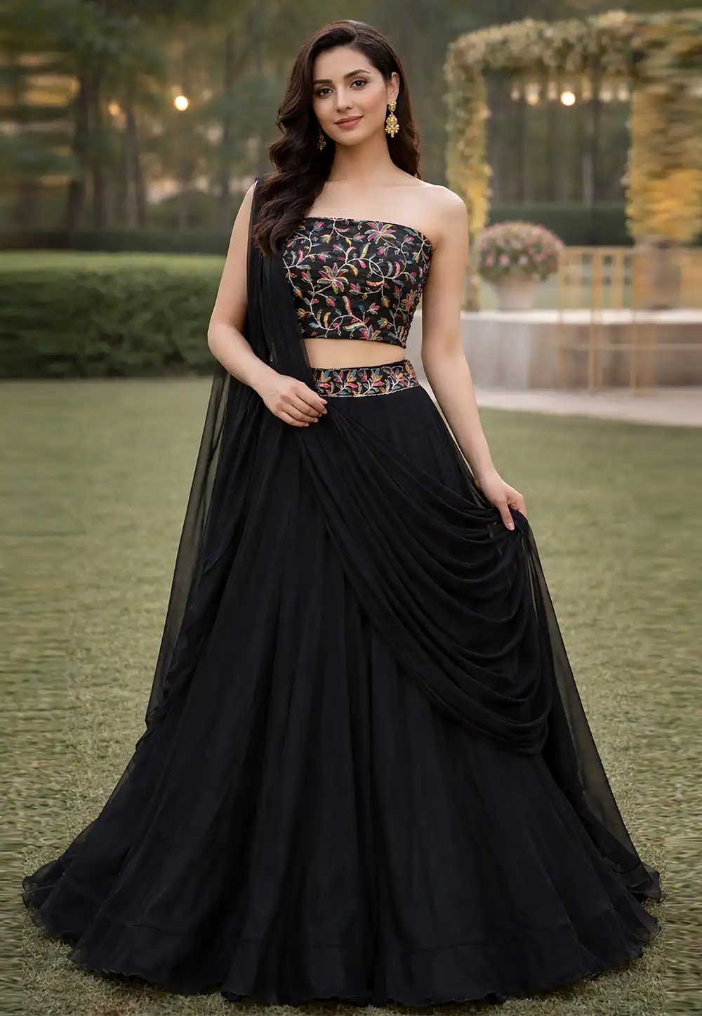 Black Silk Lehenga Choli 329178
