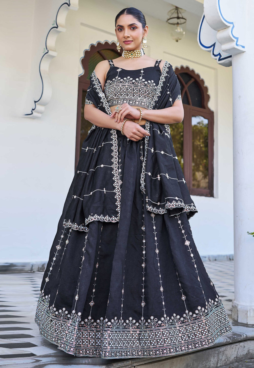 Black Silk Lehenga Choli 307847