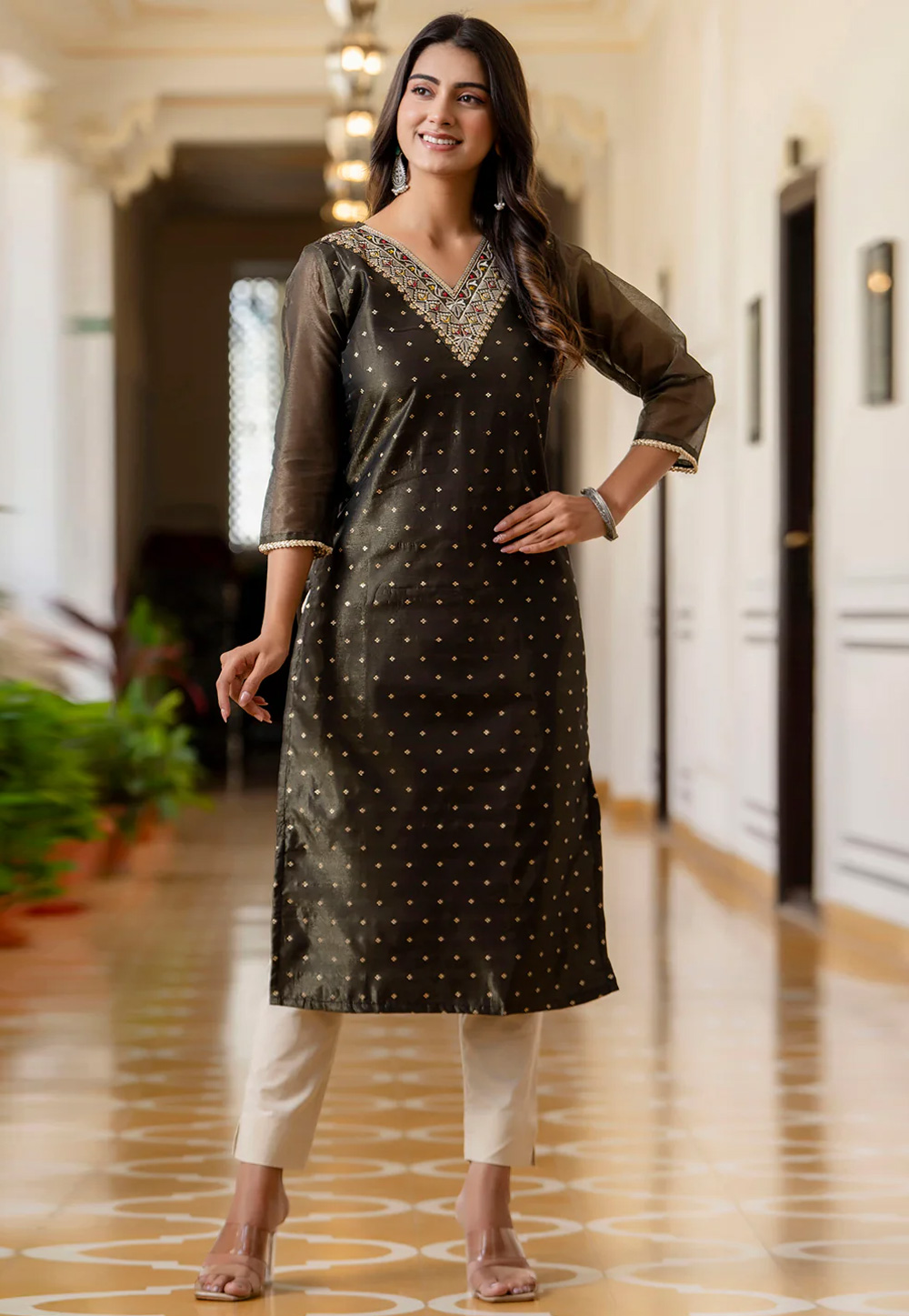 Black Silk Long Tunic 307054
