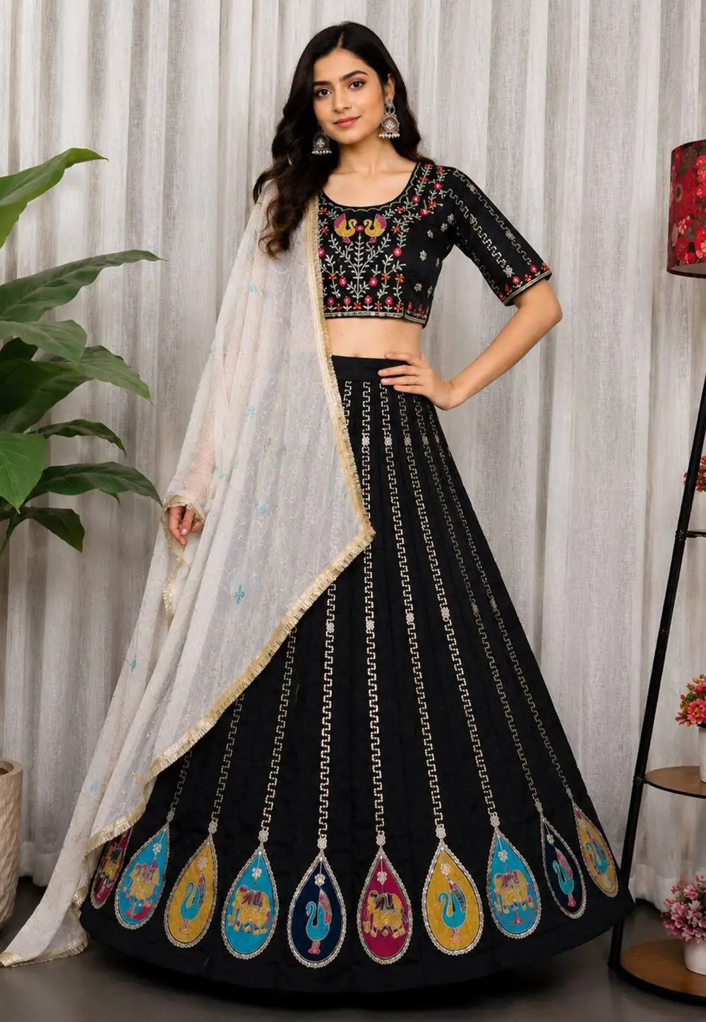 Black Silk Navratri Chaniya Choli 333447