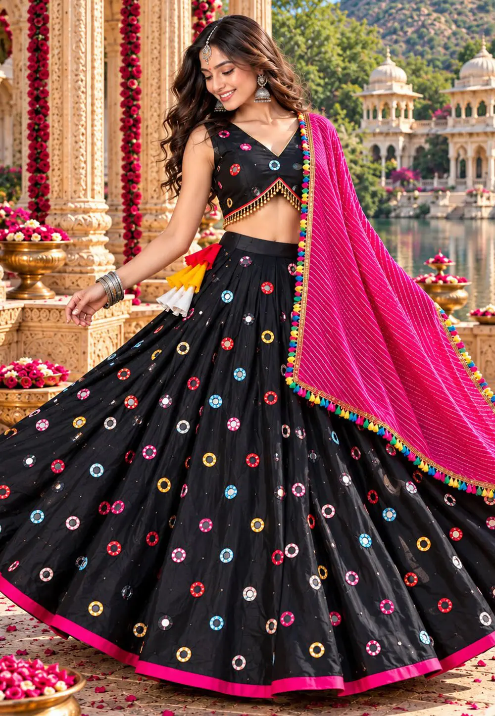 Black Silk Navratri Chaniya Choli 336068