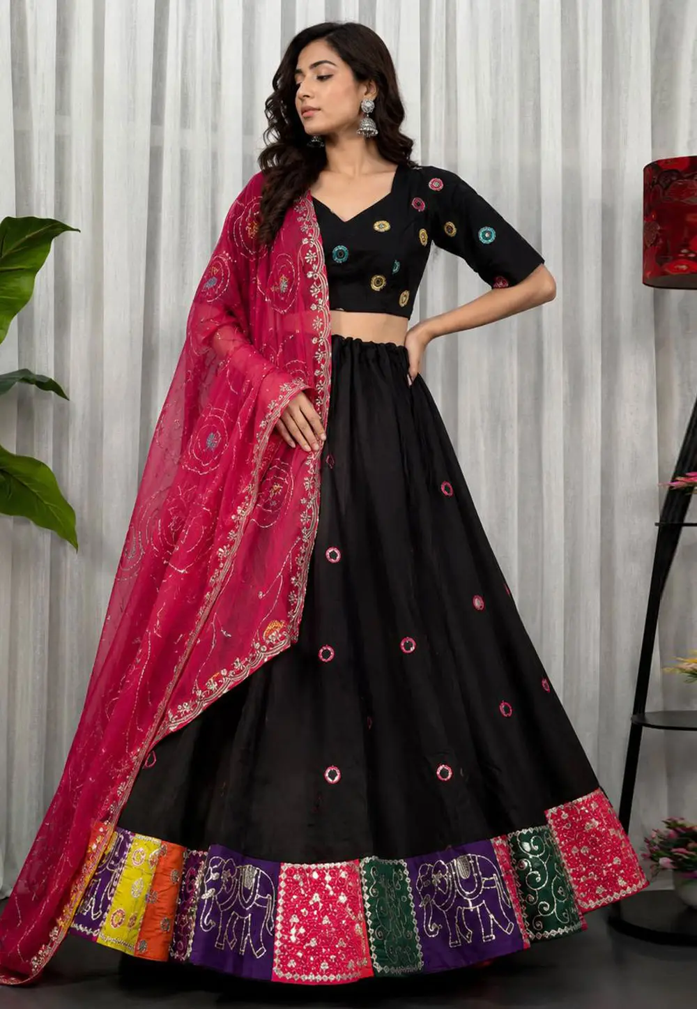 Black Silk Navratri Chaniya Choli 332508
