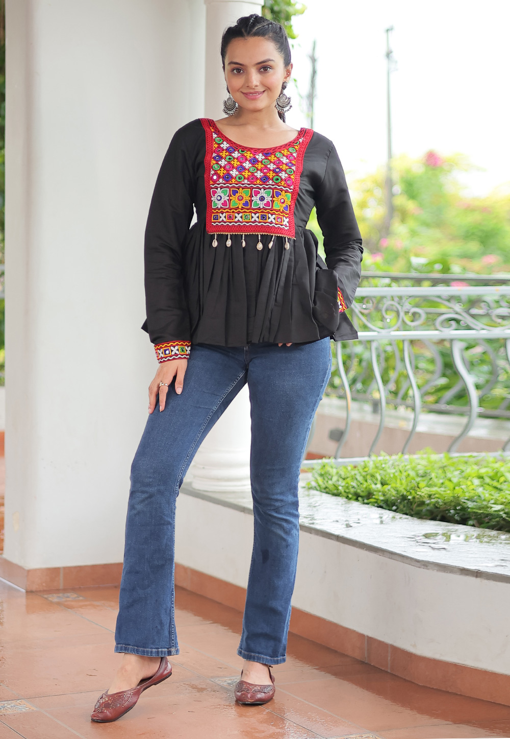 Black Silk Navratri Kediya Top 313025