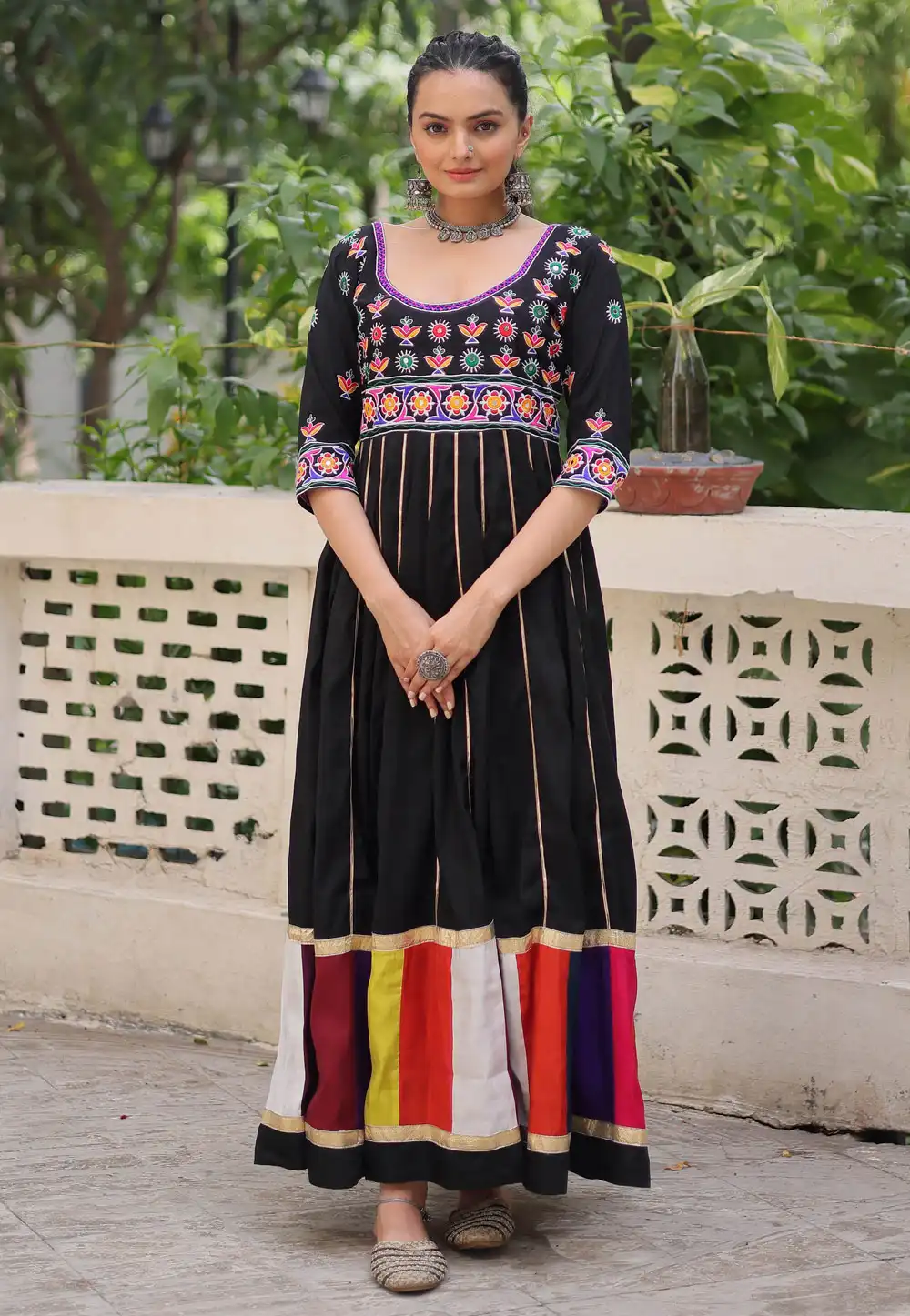 Black Silk Navratri Wear Gown 315491