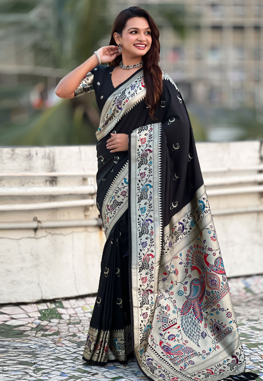 Black Silk Paithani Saree 320675