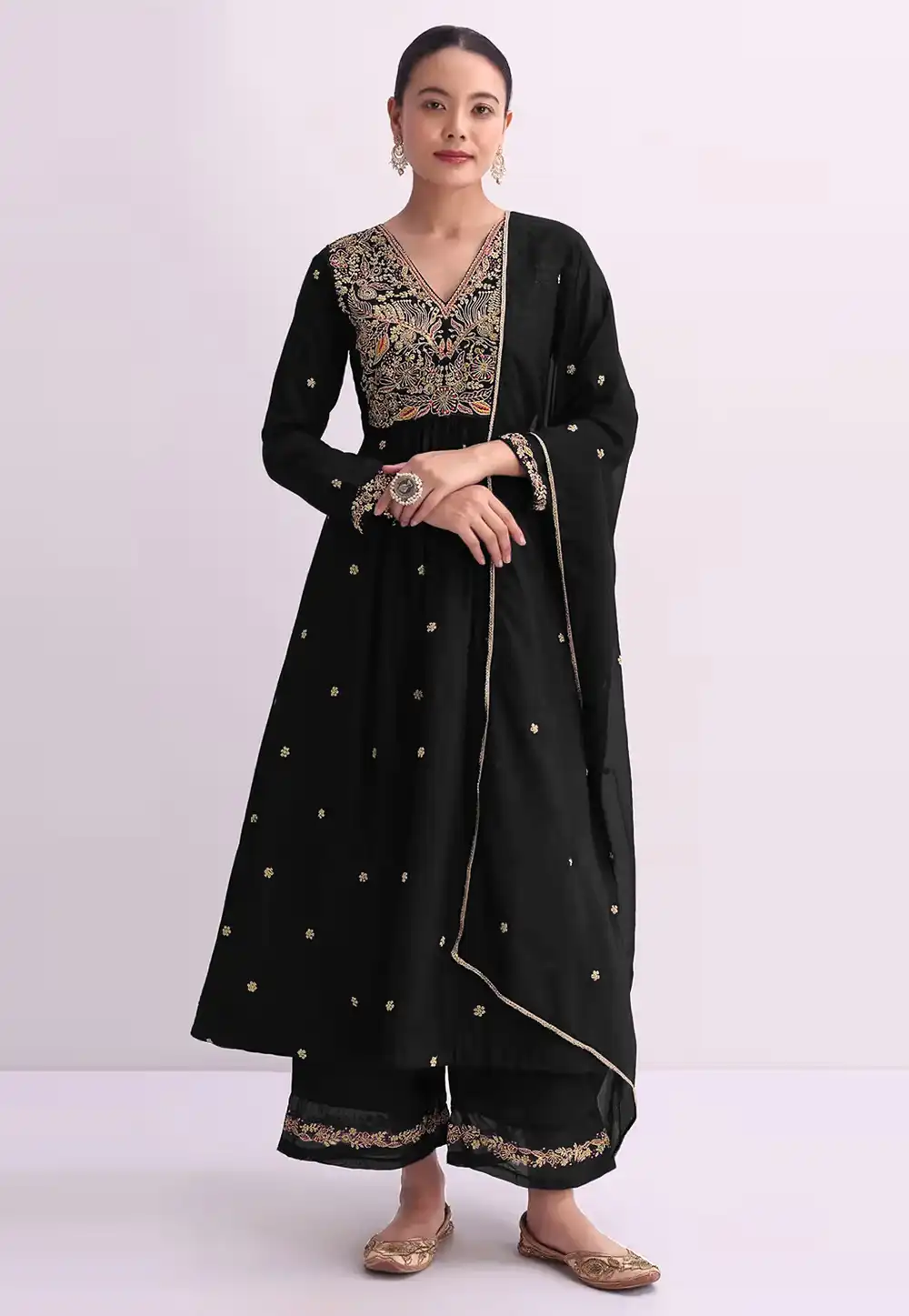 Black Silk Pakistani Suit 324861