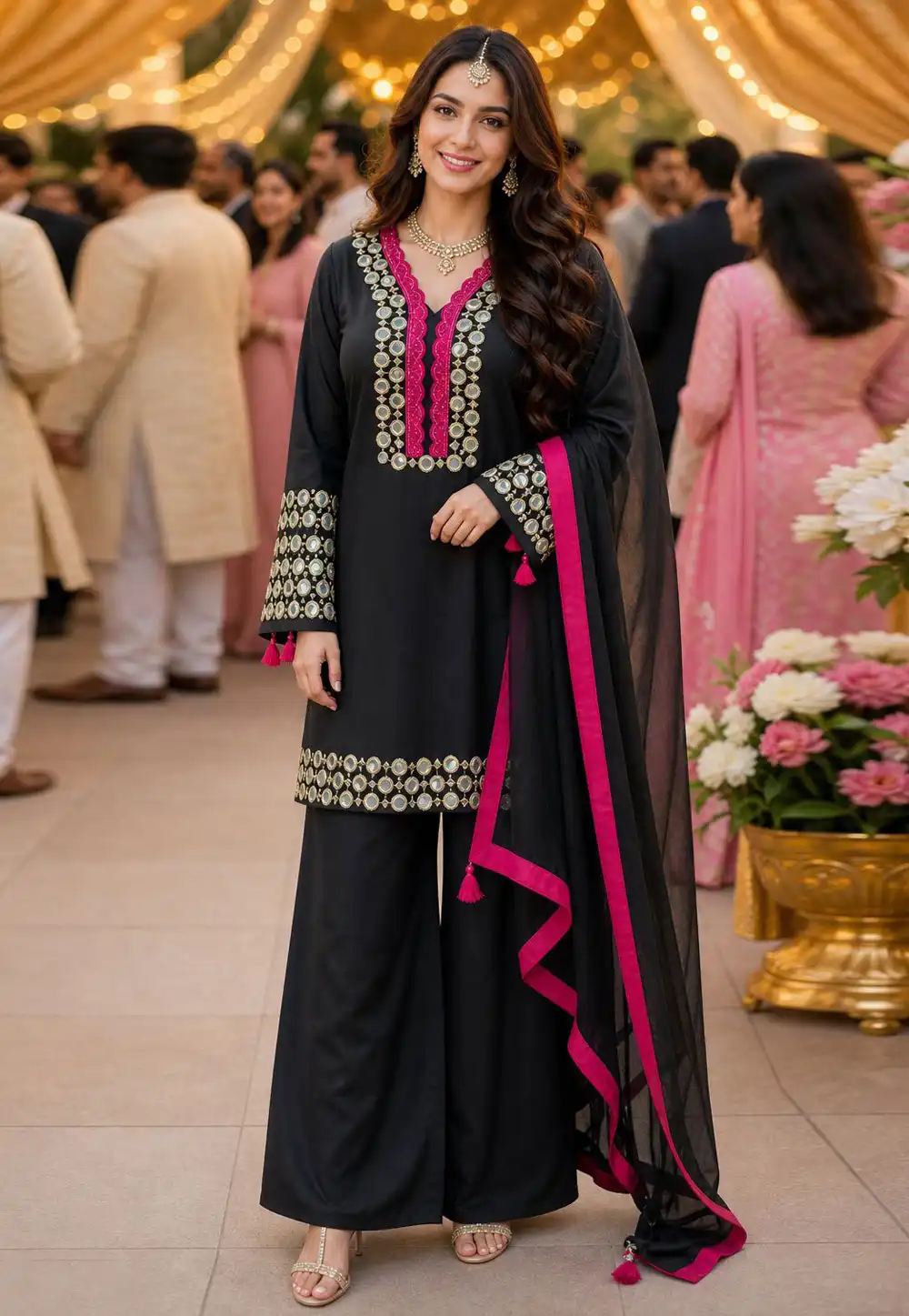 Black Silk Pakistani Suit 328936