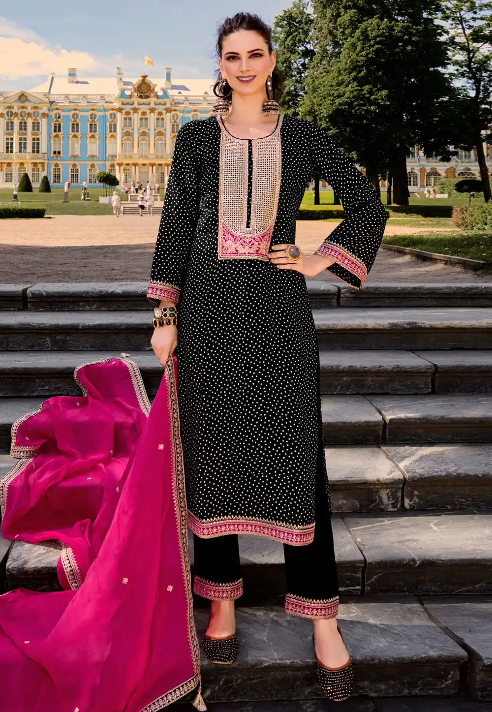 Black Silk Pakistani Suit 328868