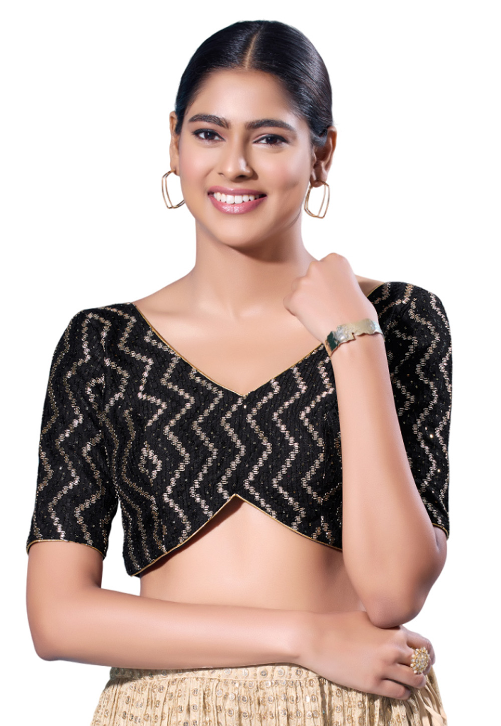 Black Silk Readymade Blouse 284878