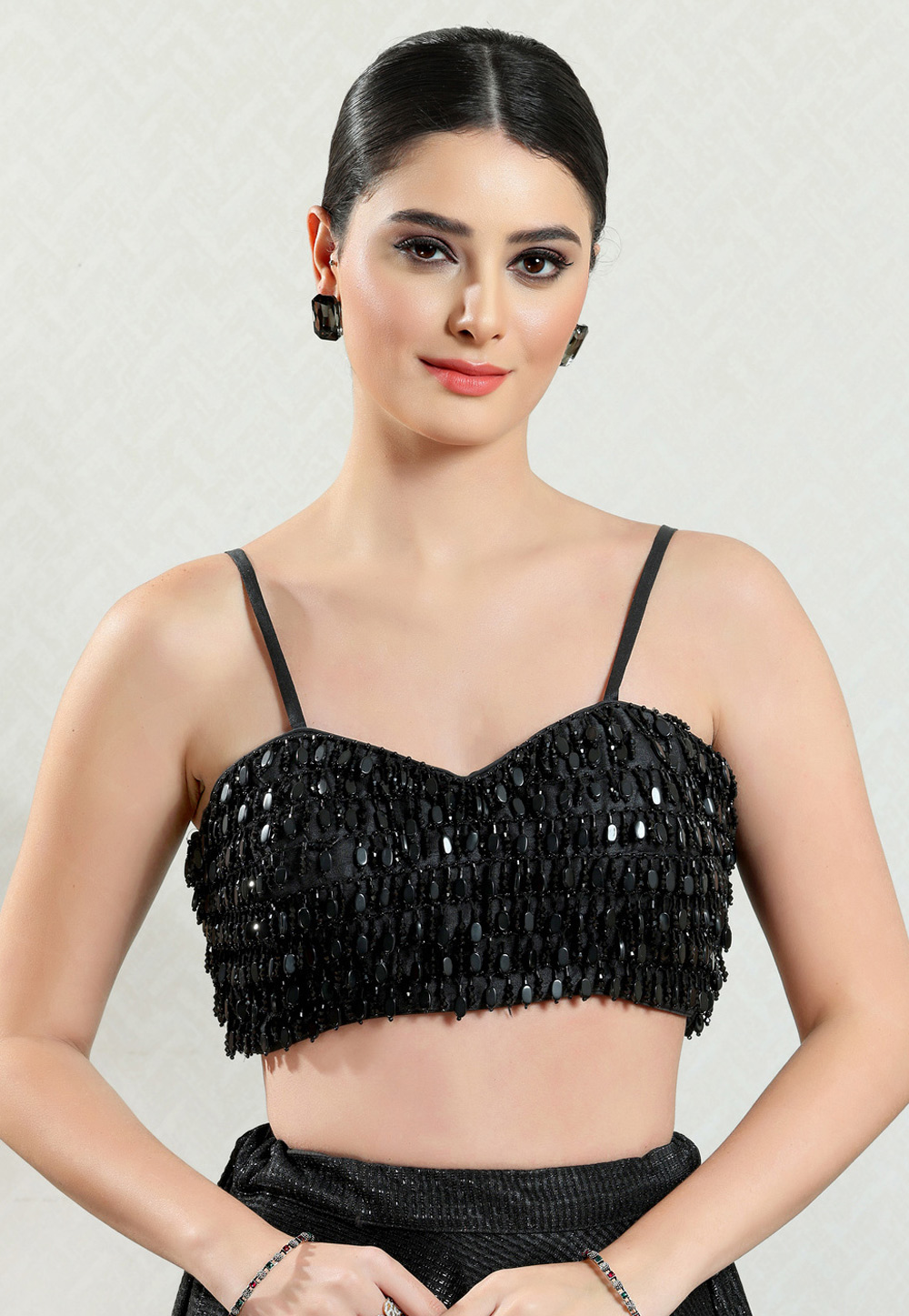 Black Silk Readymade Blouse 325789