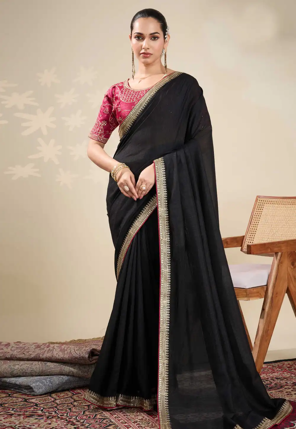 Black Silk Saree With Blouse 315404