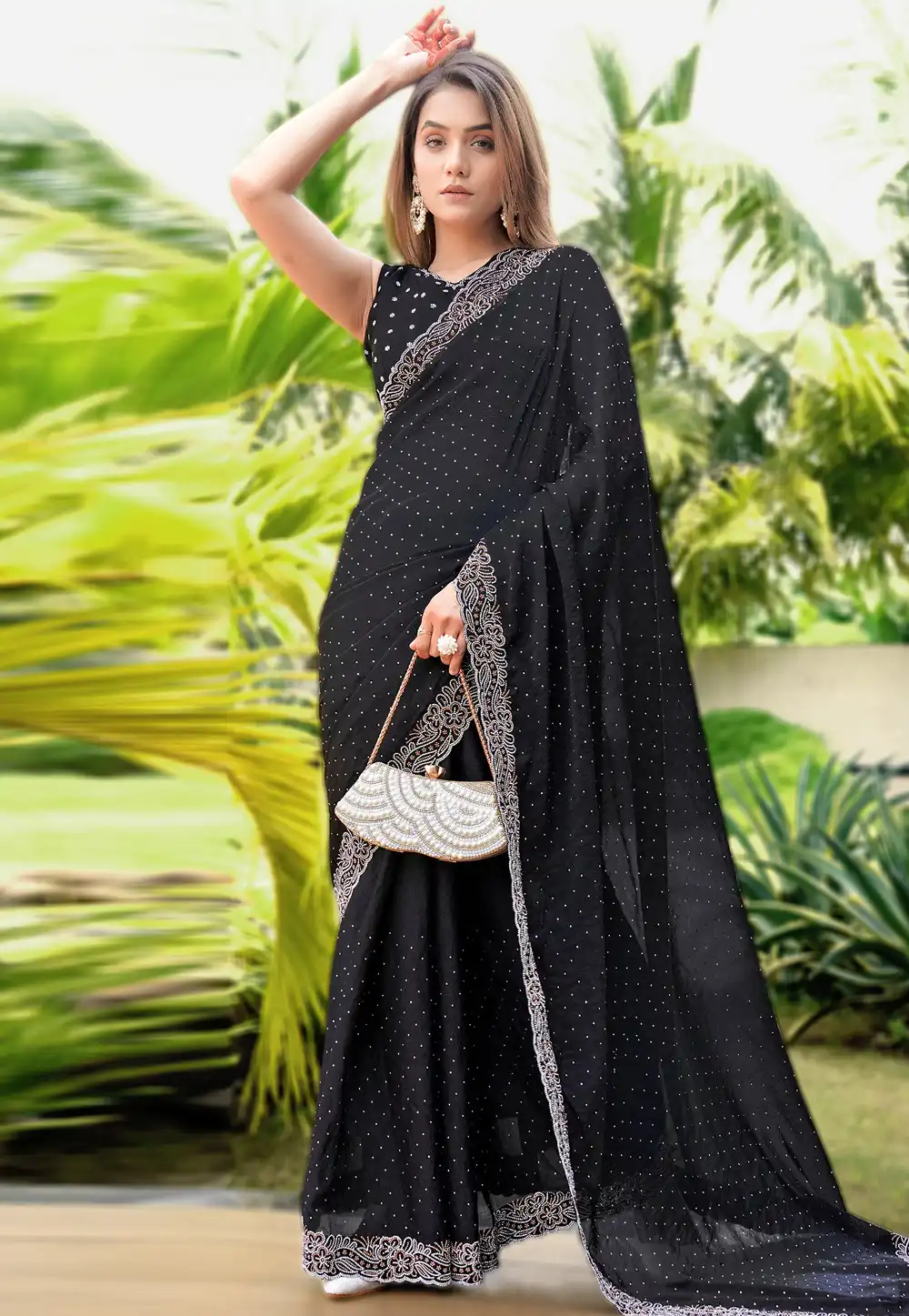 Black Silk Saree With Blouse 327215
