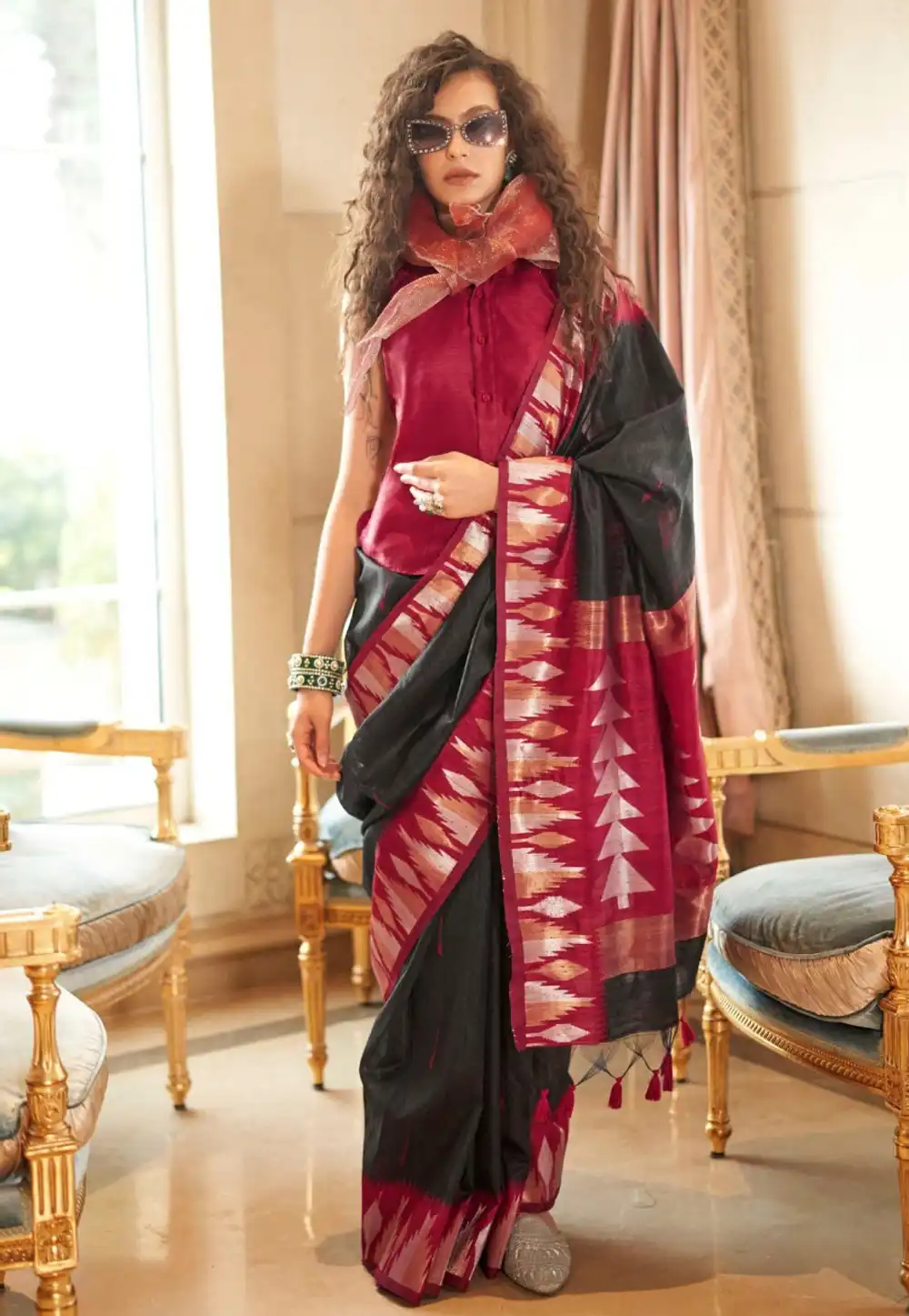 Black Silk Saree With Blouse 323221