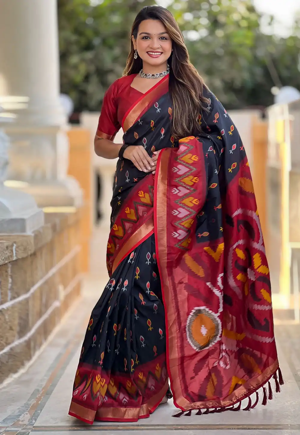 Black Silk Saree With Blouse 306540
