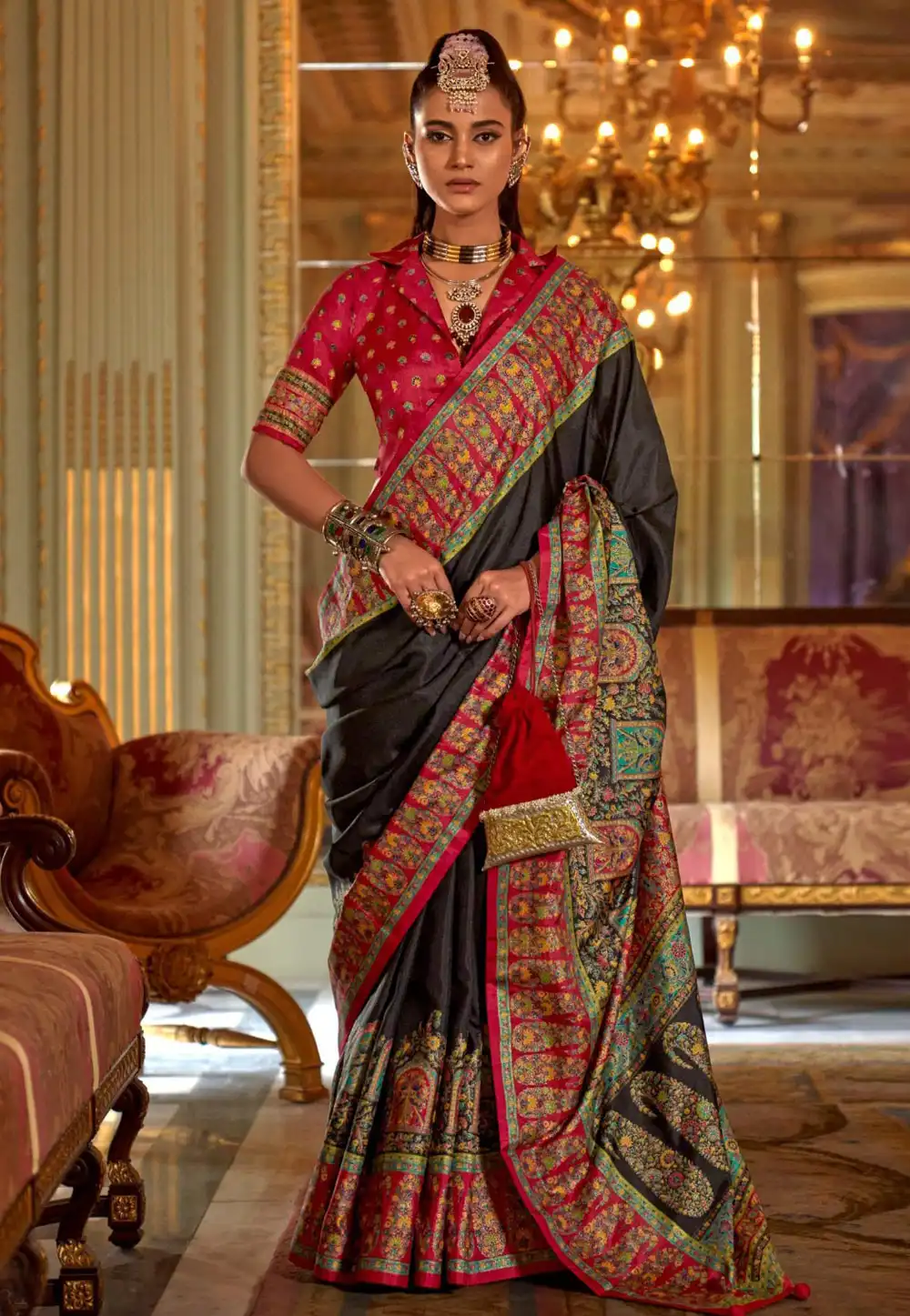 Black Silk Saree With Blouse 319227