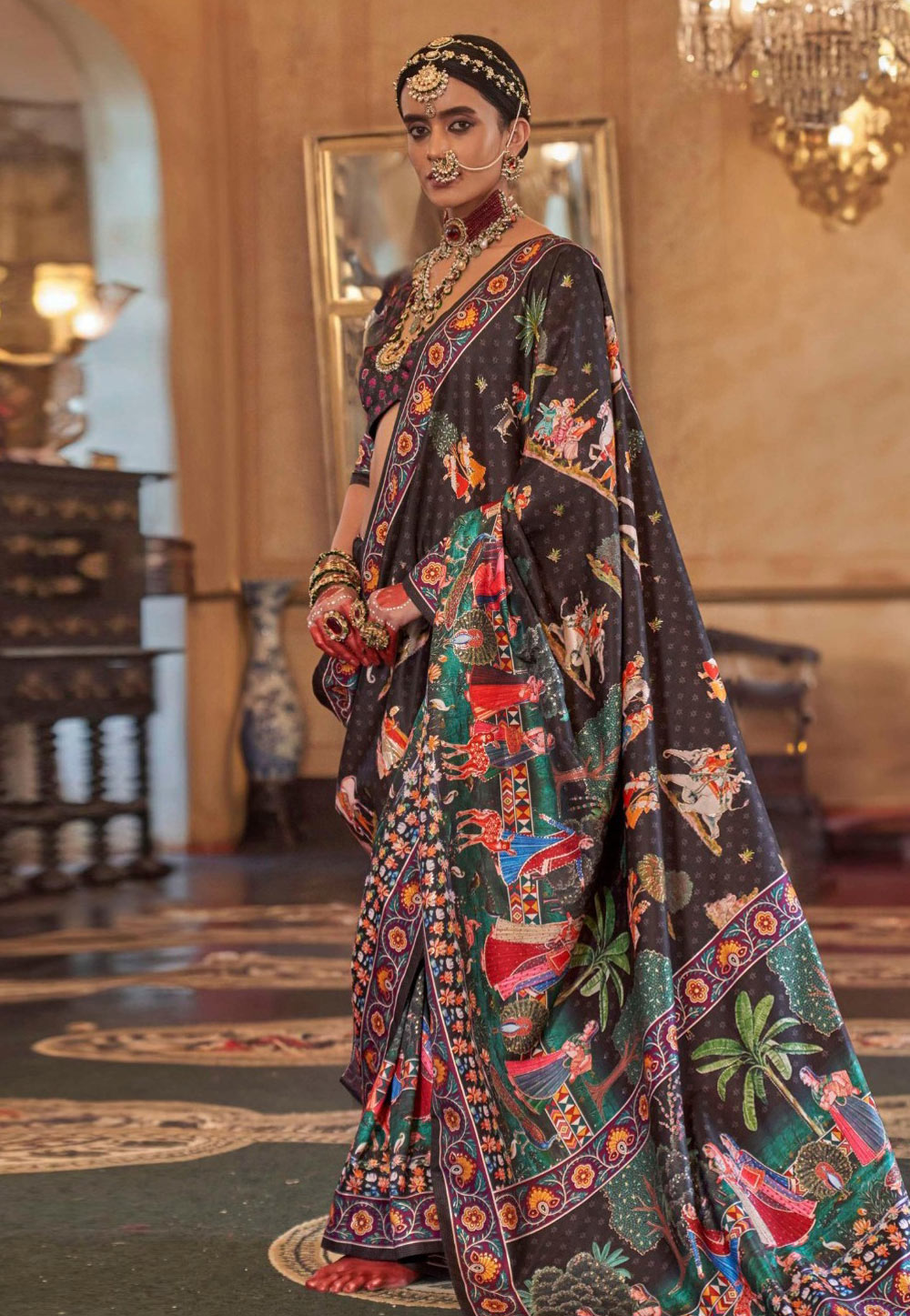 Black Silk Saree With Blouse 325279