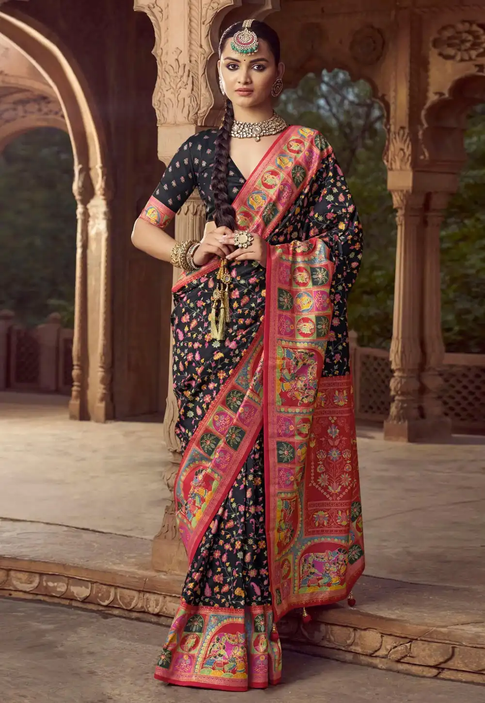 Black Silk Saree With Blouse 316611