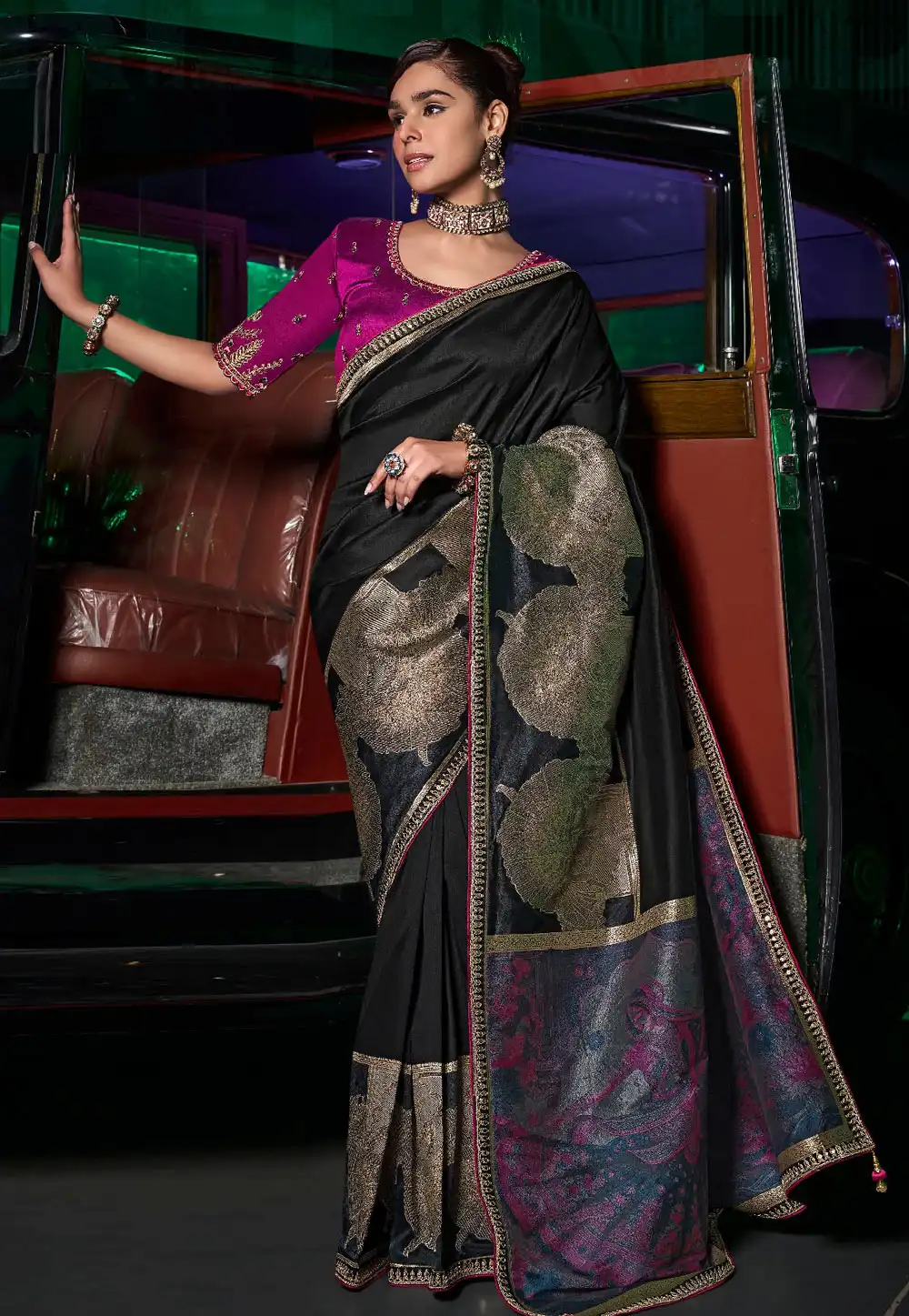 Black Silk Saree With Blouse 313181