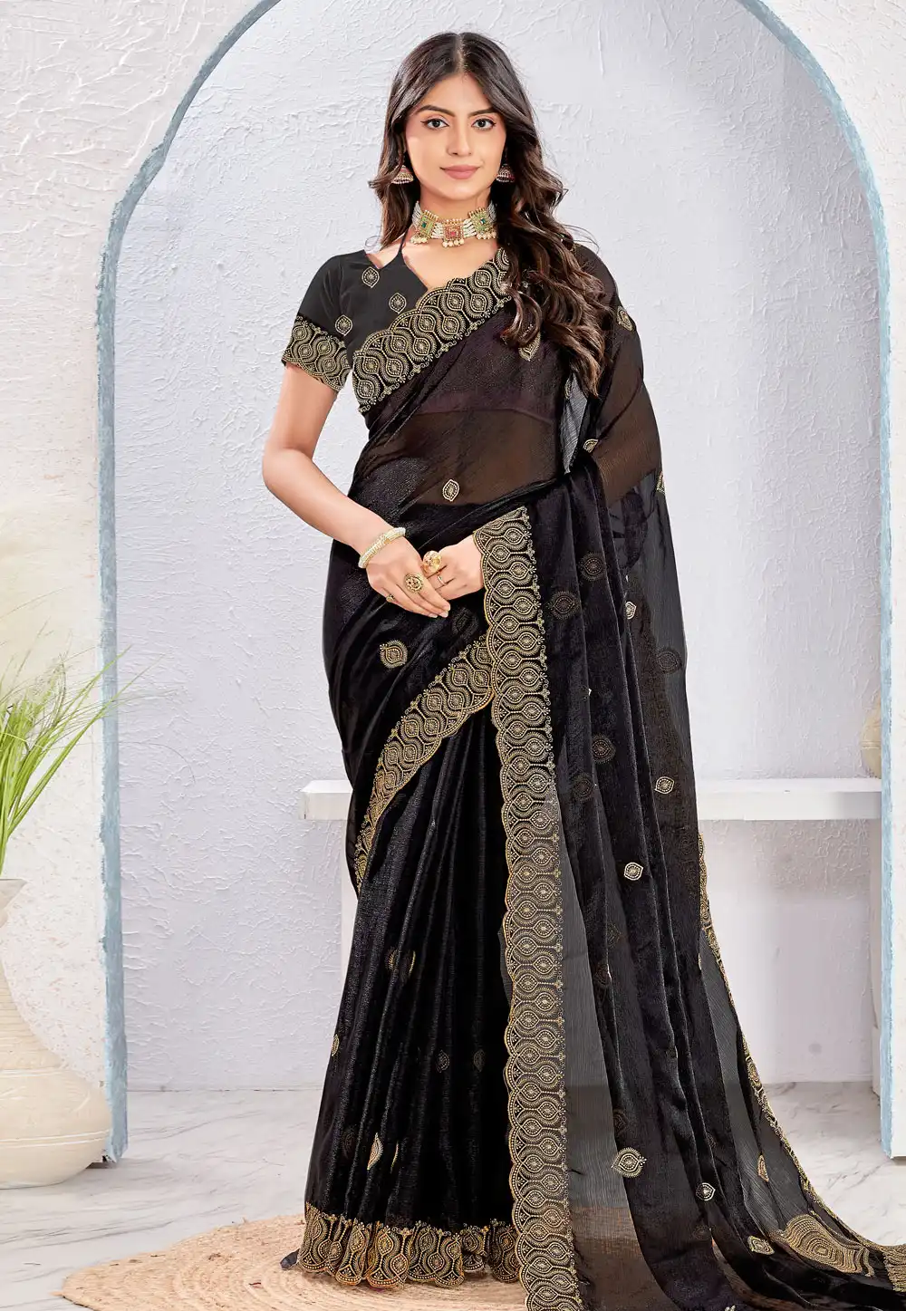 Black Silk Saree With Blouse 311939