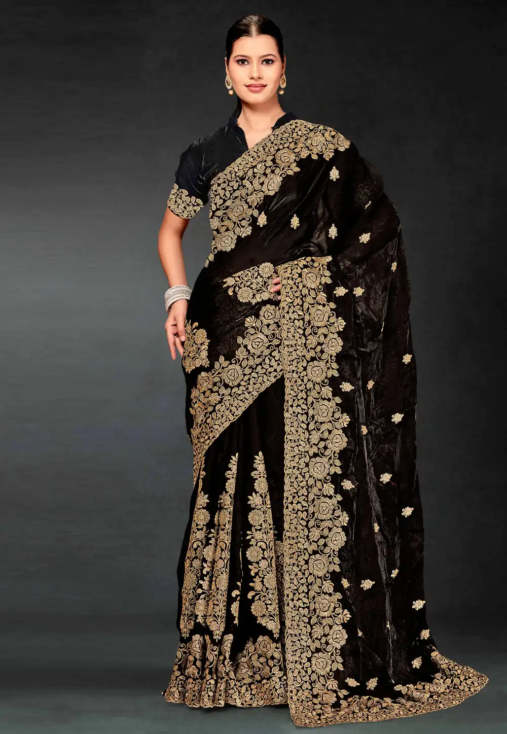 Black Silk Saree With Blouse 312832