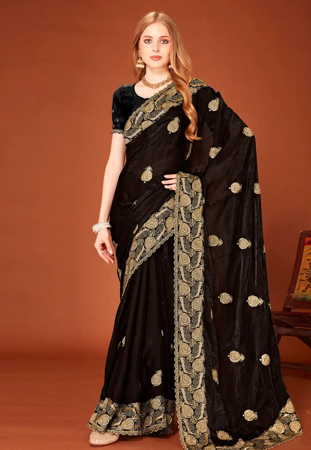 Black Silk Saree With Blouse 315954
