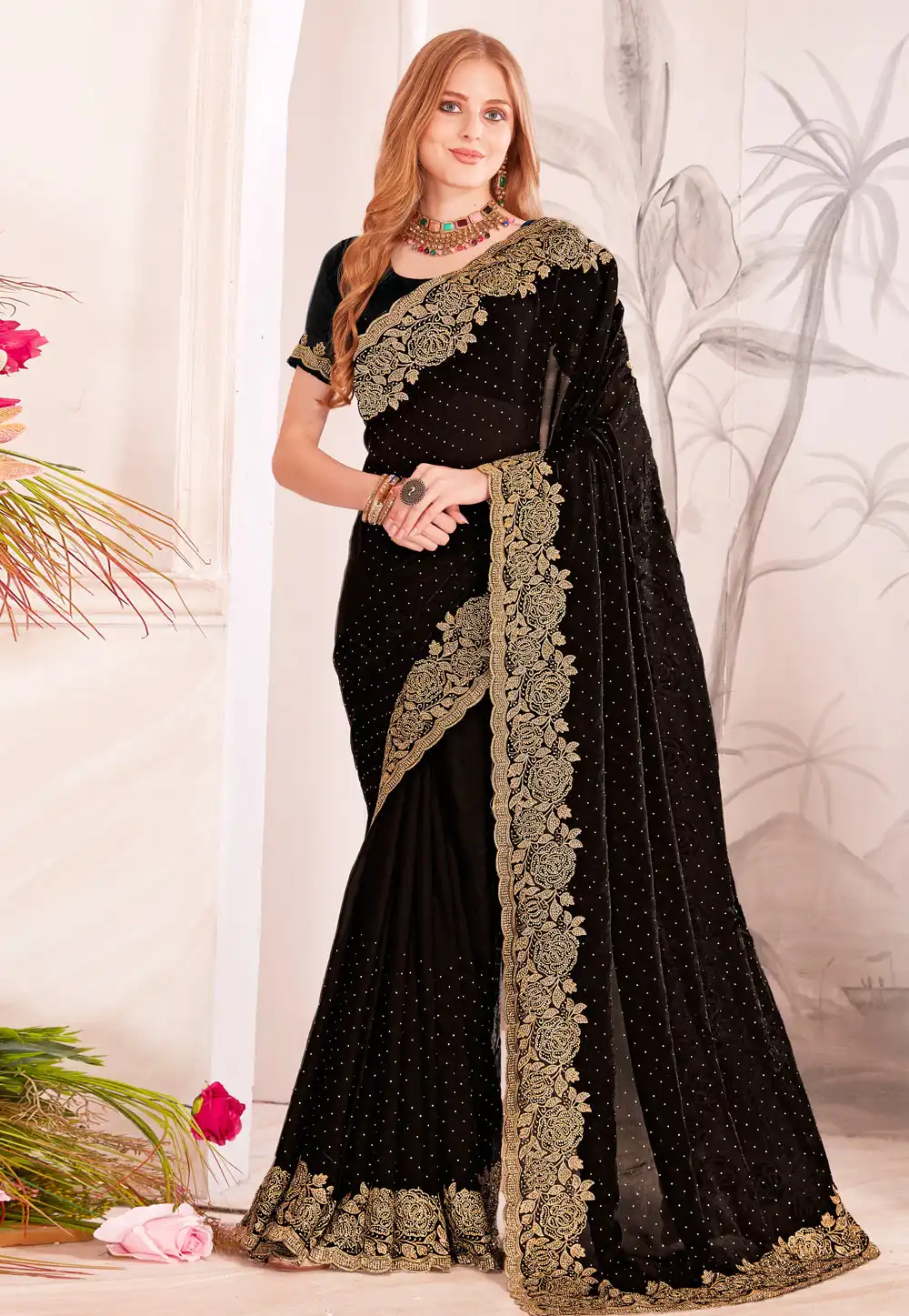 Black Silk Saree With Blouse 316193
