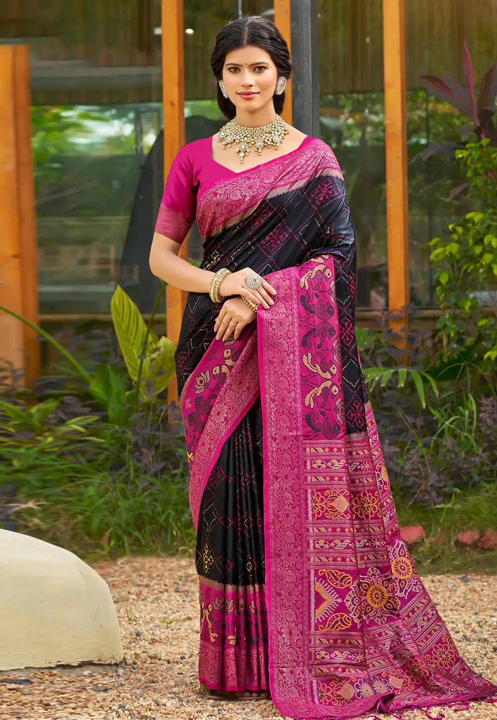 Black Silk Saree With Blouse 319824