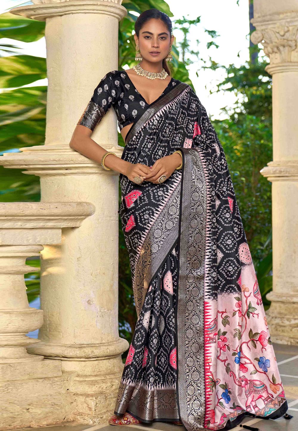 Black Silk Saree With Blouse 320384