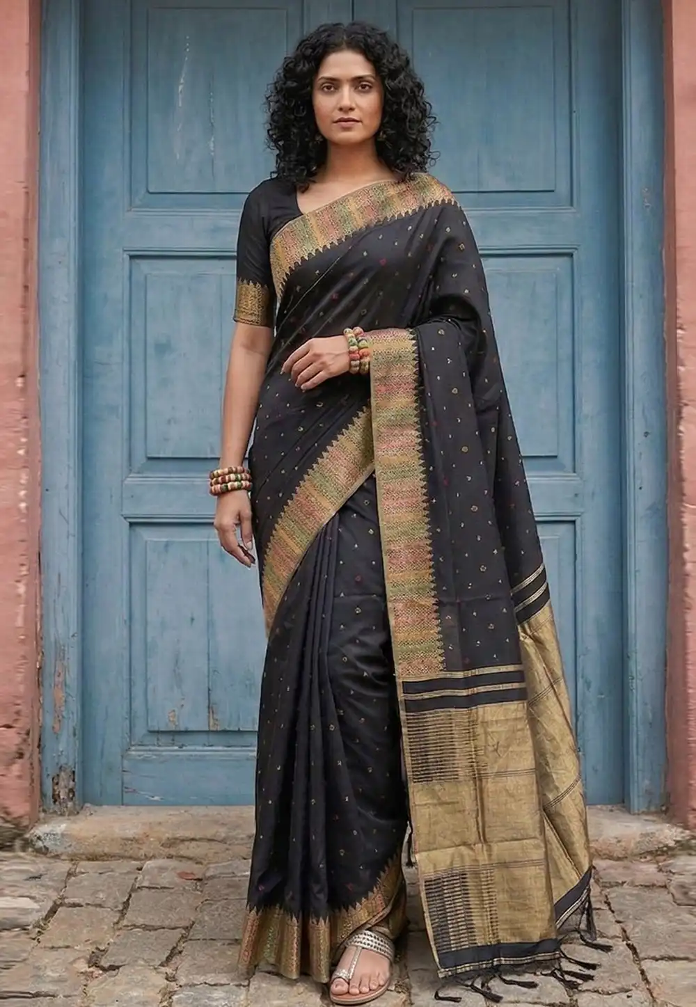 Black Silk Saree With Blouse 327144