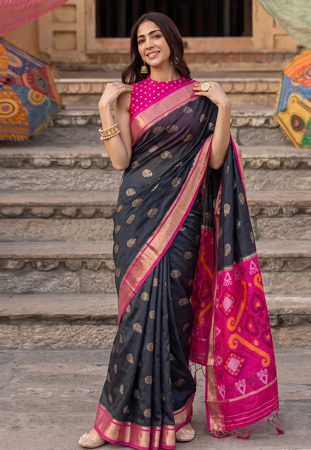 Black Silk Saree With Blouse 332205
