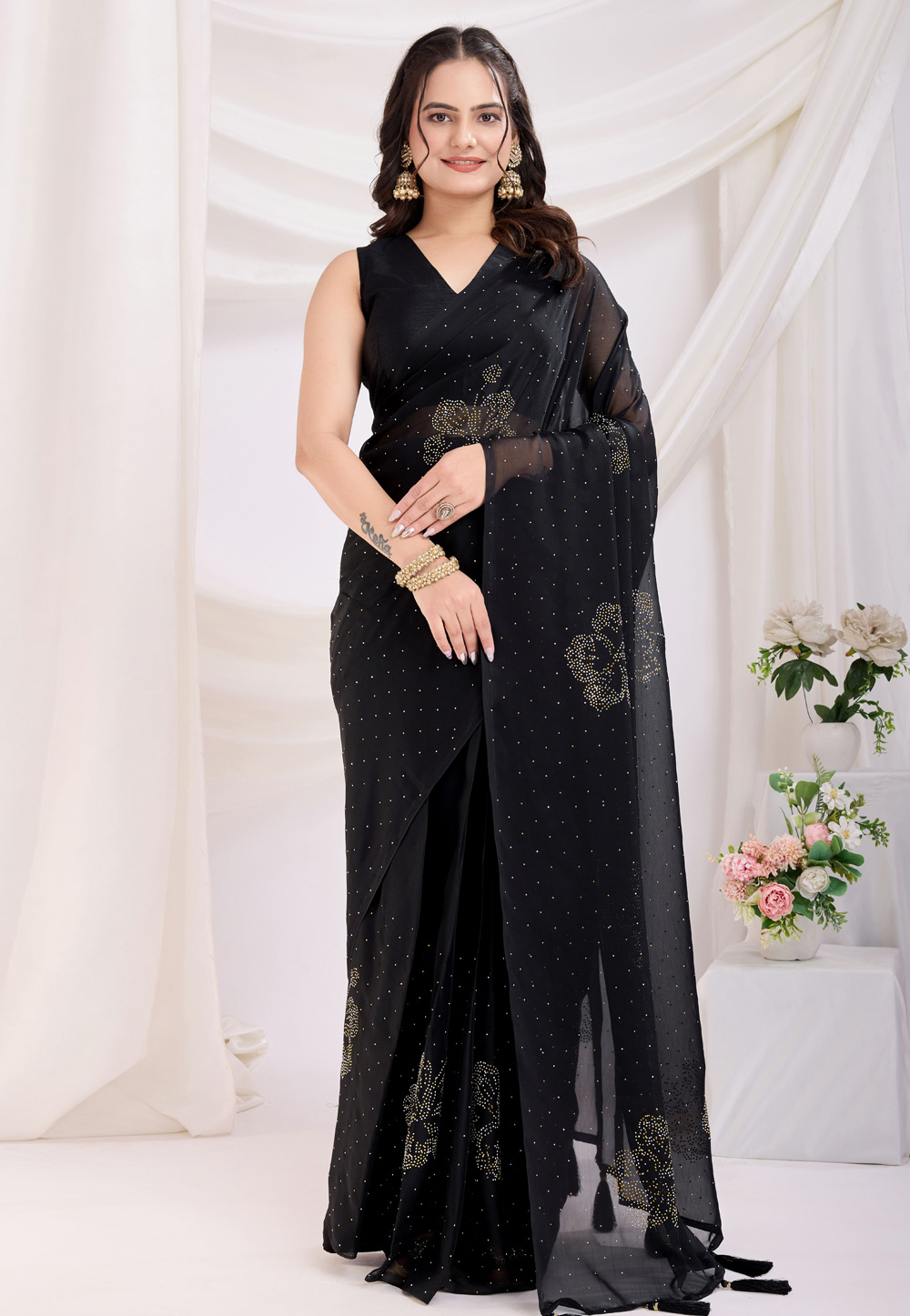 Black Silk Saree With Blouse 311789