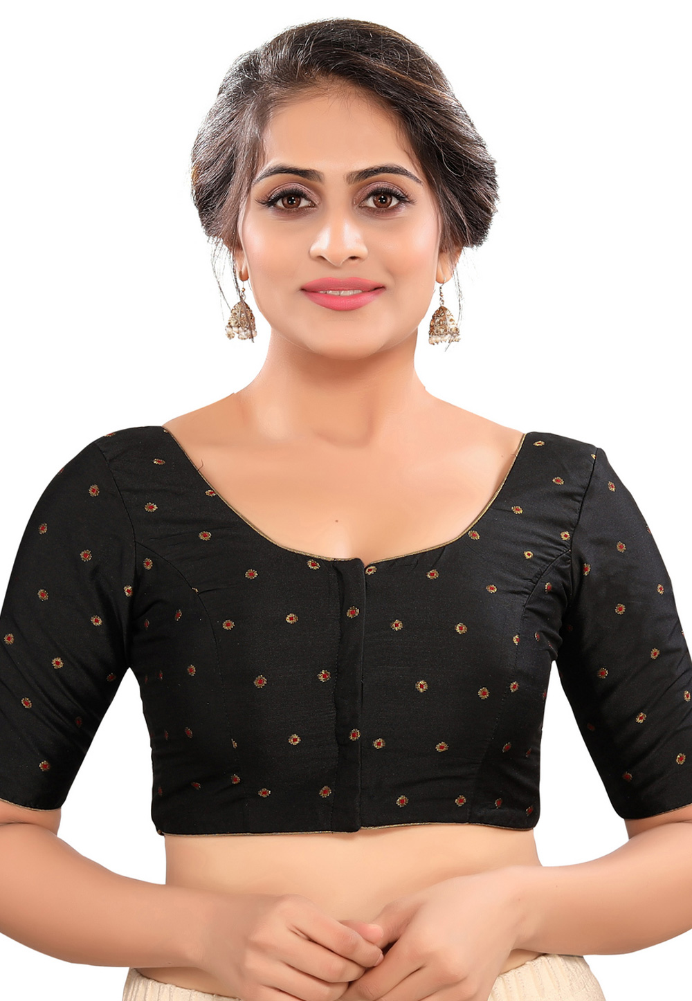 Black Taffeta Readymade Blouse 311848