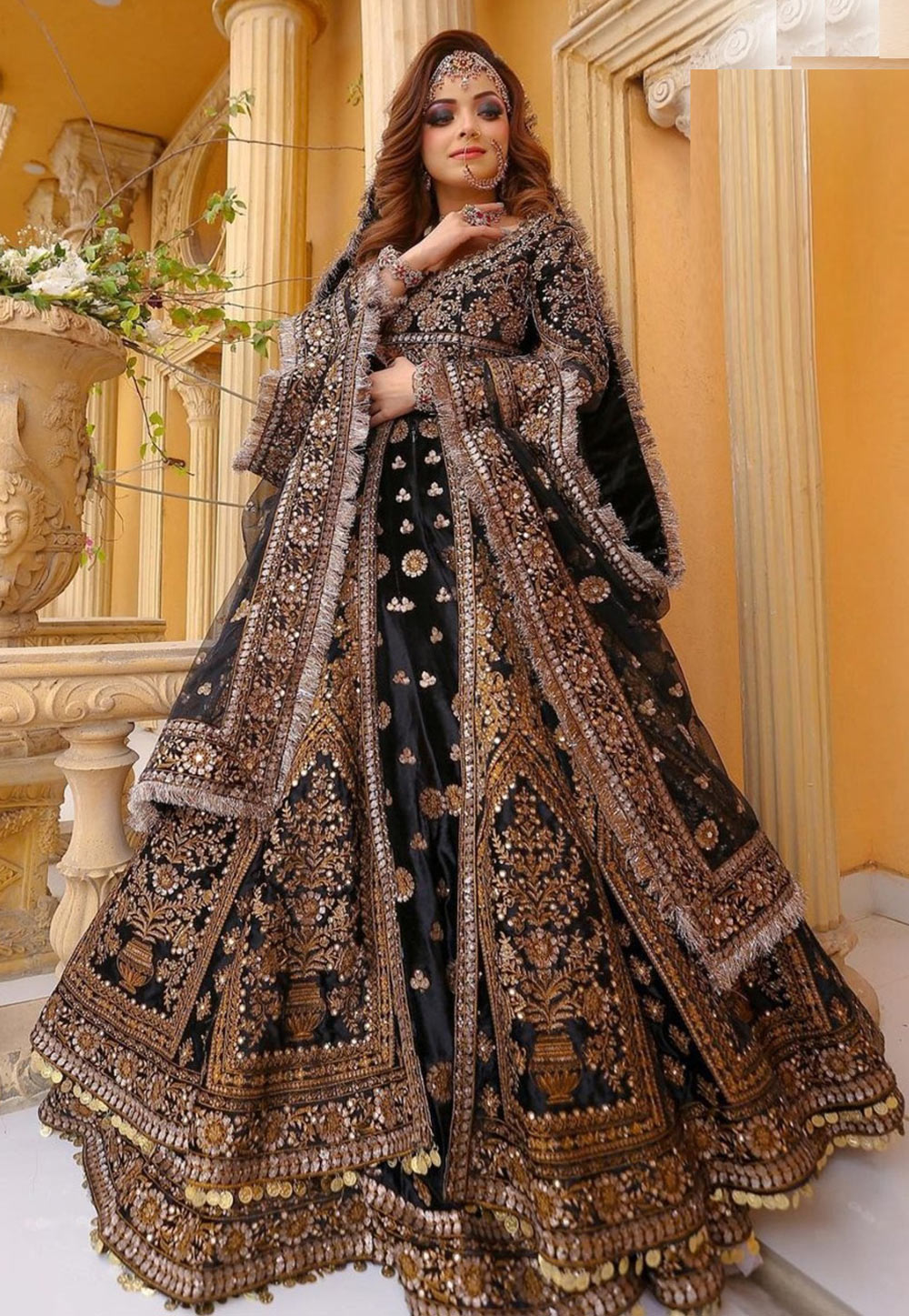 Black Velvet Long Choli Lehenga 308442