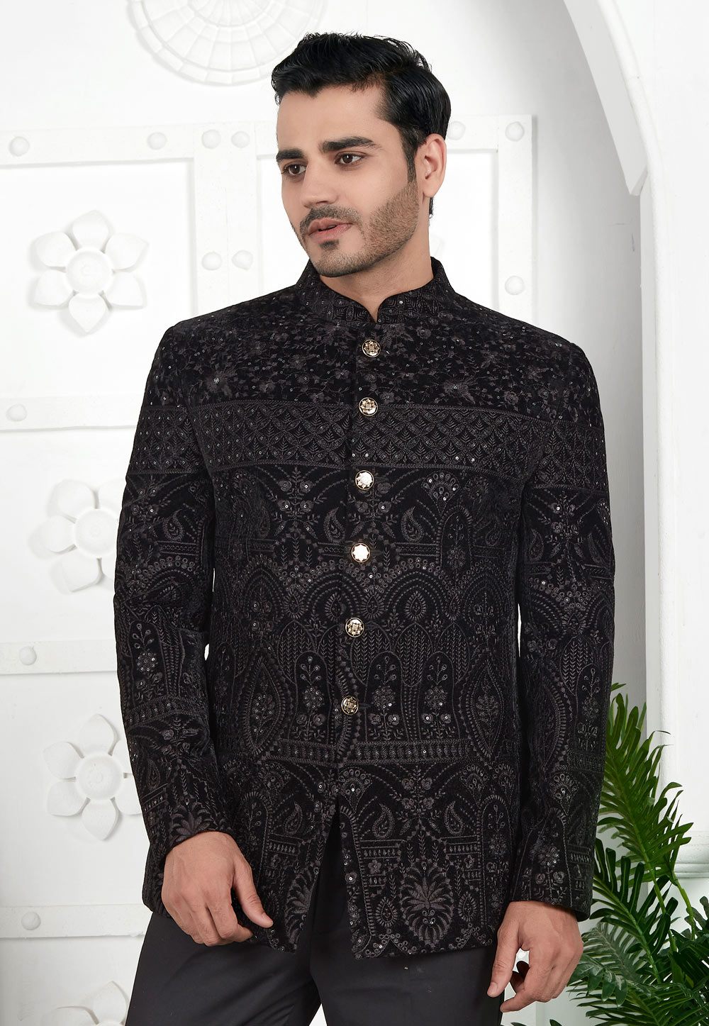 Black Velvet Jodhpuri Jacket 280380