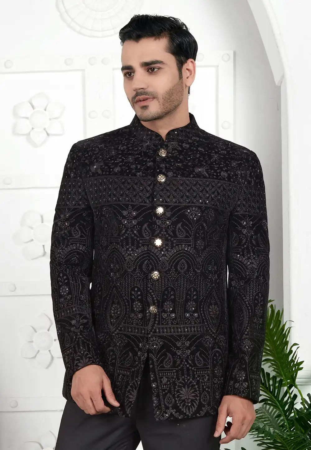 Black Velvet Jodhpuri Jacket 280380