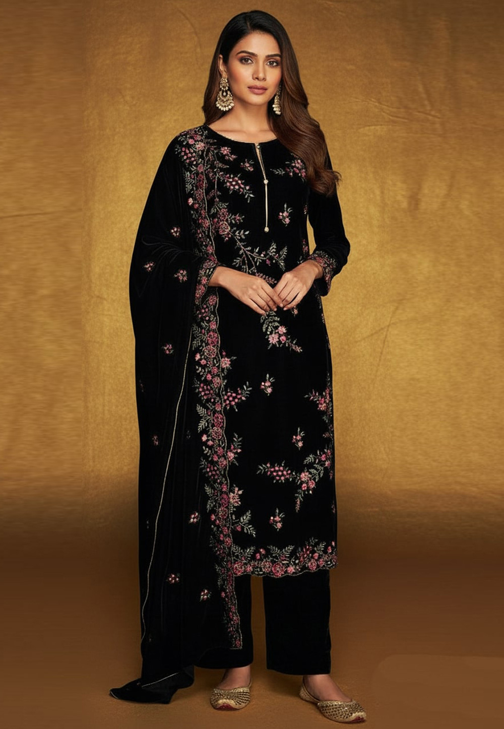 Black Velvet Pant Style Suit 322061
