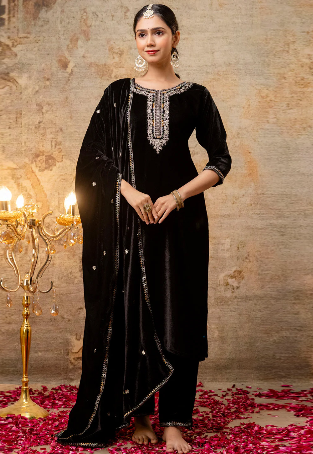 Black Velvet Readymade Pant Style Suit 307065