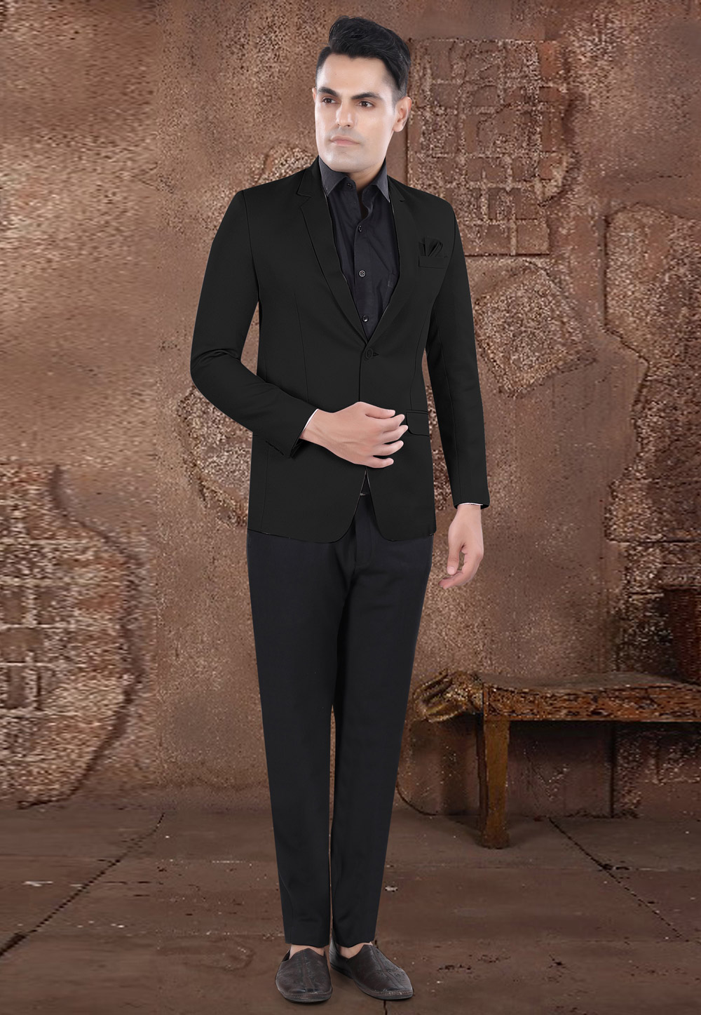 Black Viscose Blazer With Pant 306388