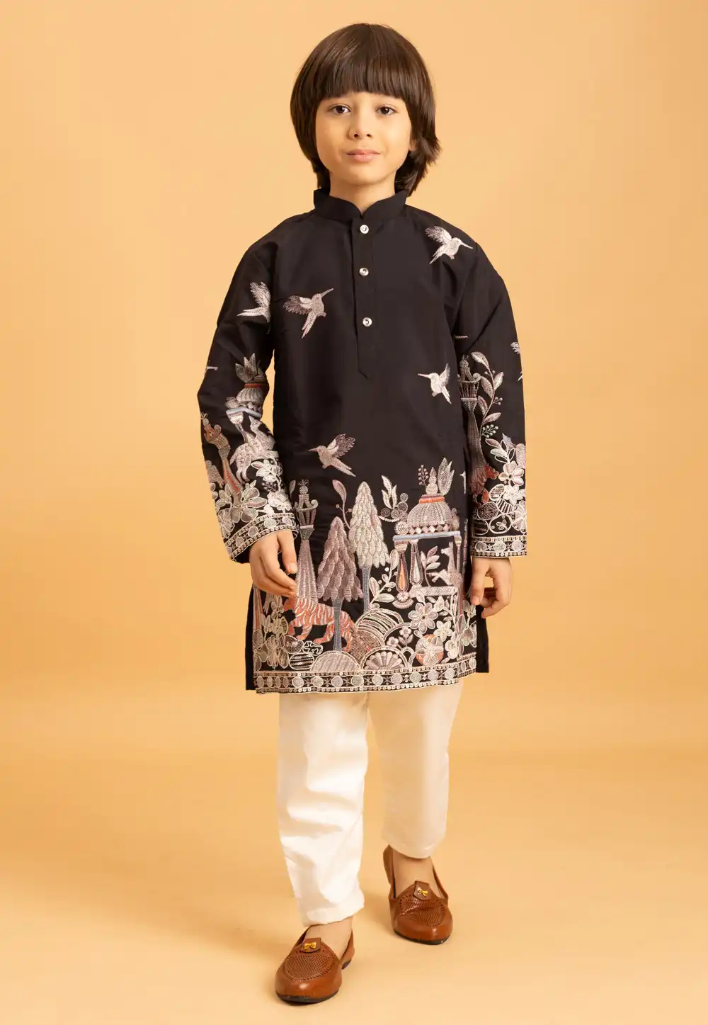 Black Viscose Kids Kurta Pajama 317660