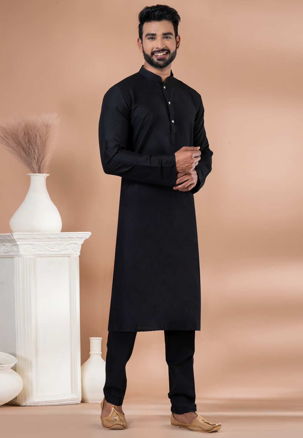 Black Viscose Kurta Pajama 282541