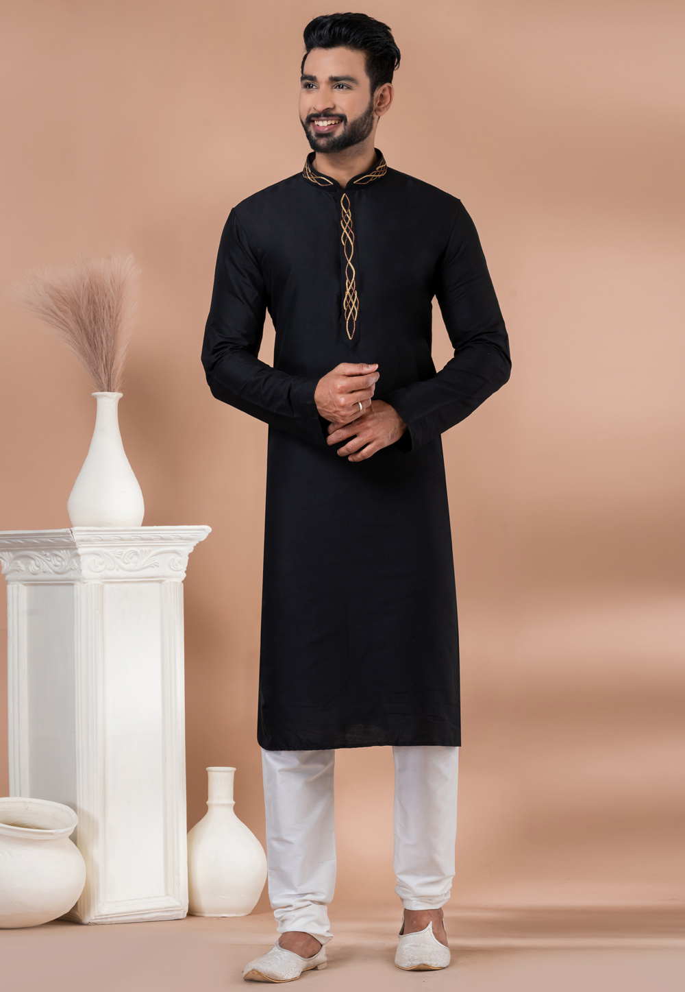 Black Viscose Kurta Pajama 282577