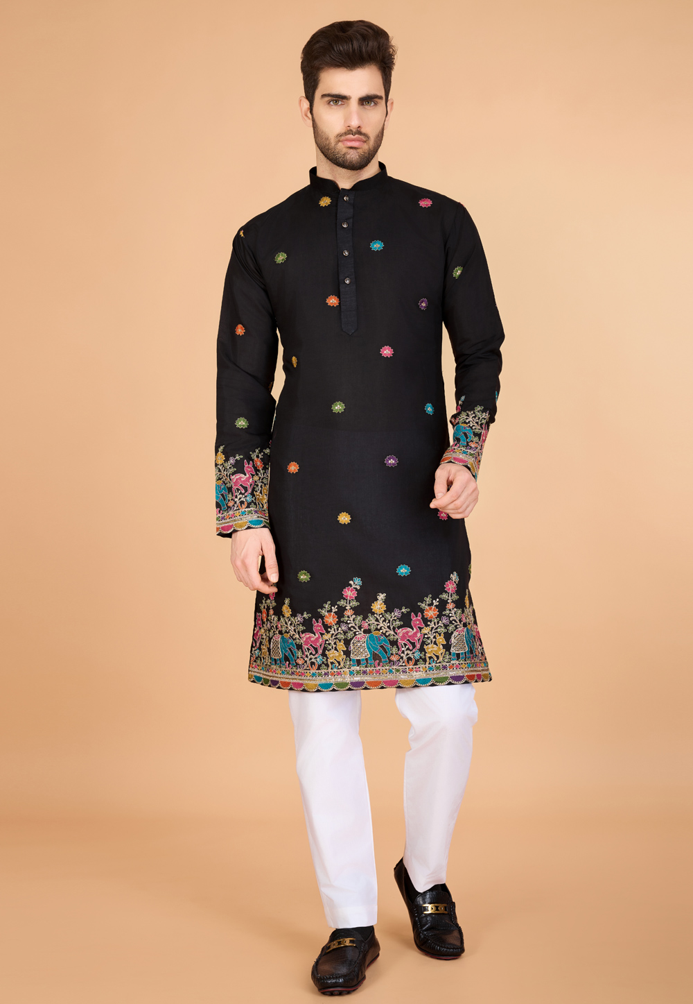 Black Viscose Kurta Pajama 311695