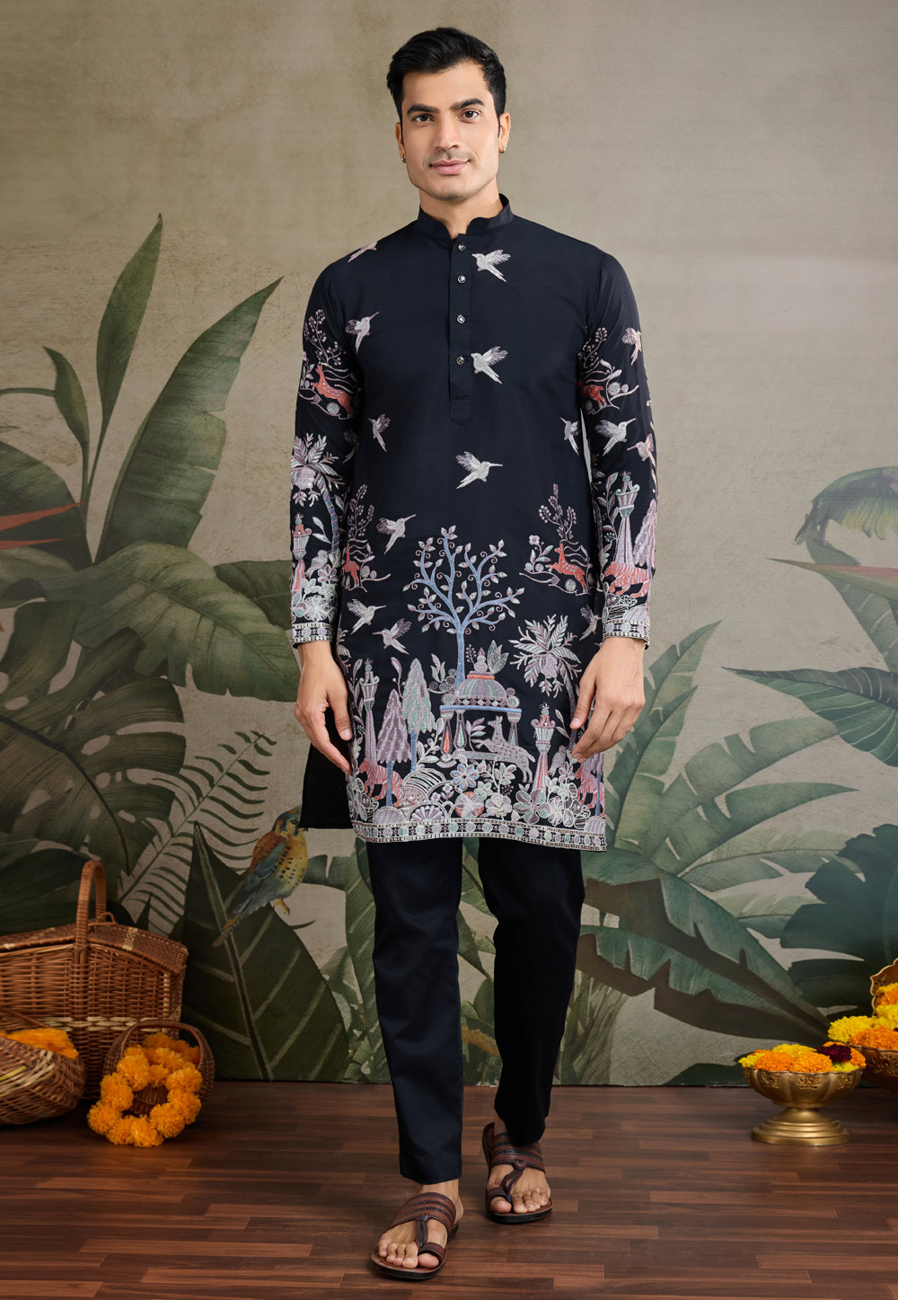 Black Viscose Kurta Pajama 311699