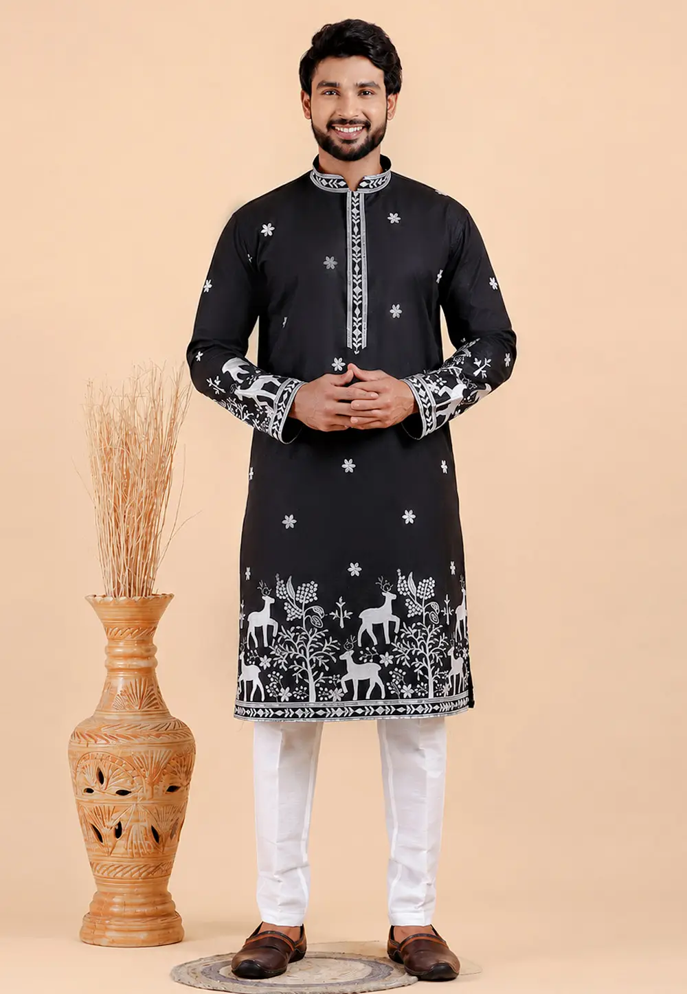 Black Viscose Kurta Pajama 333637