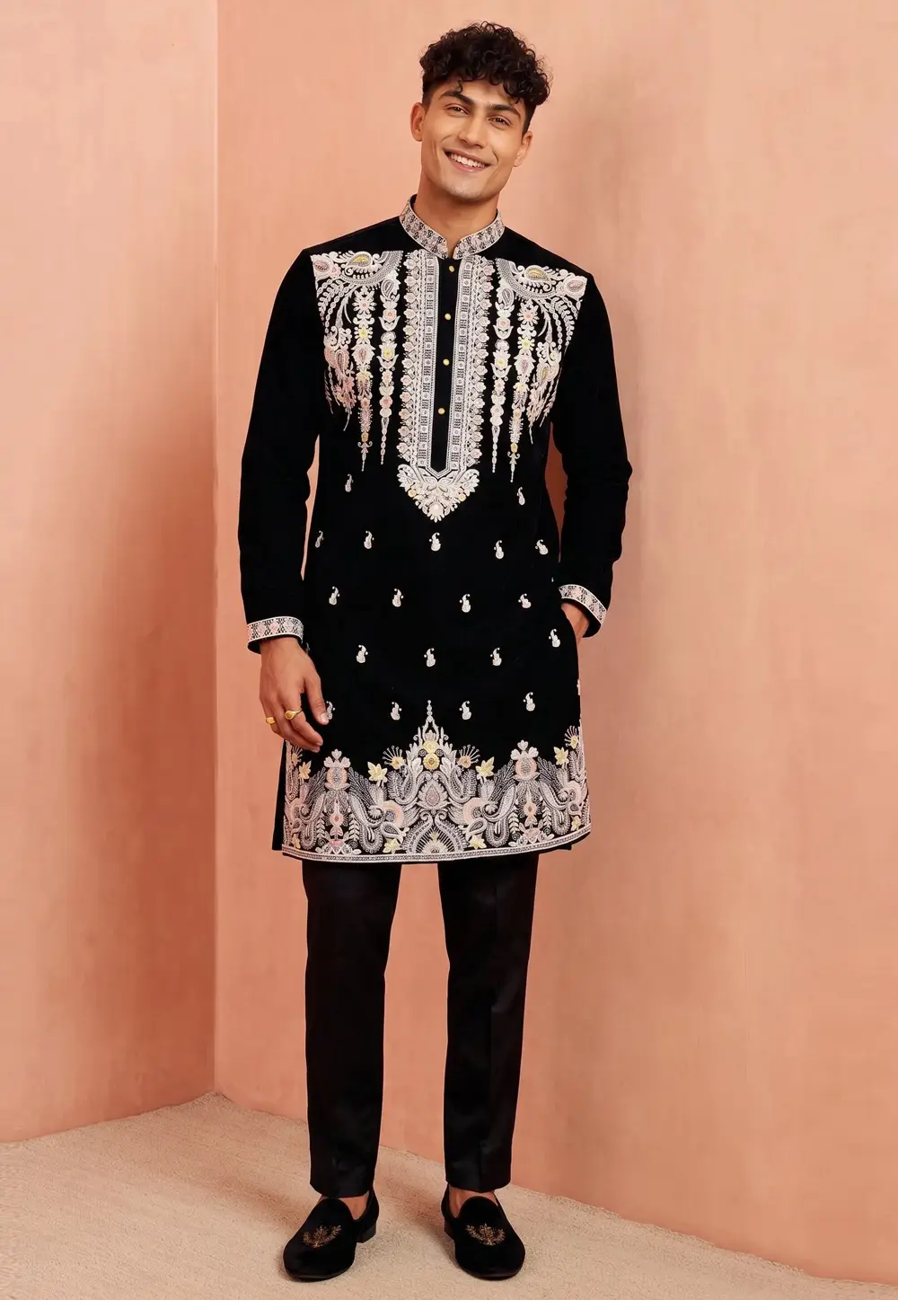 Black Viscose Kurta Pajama 335146