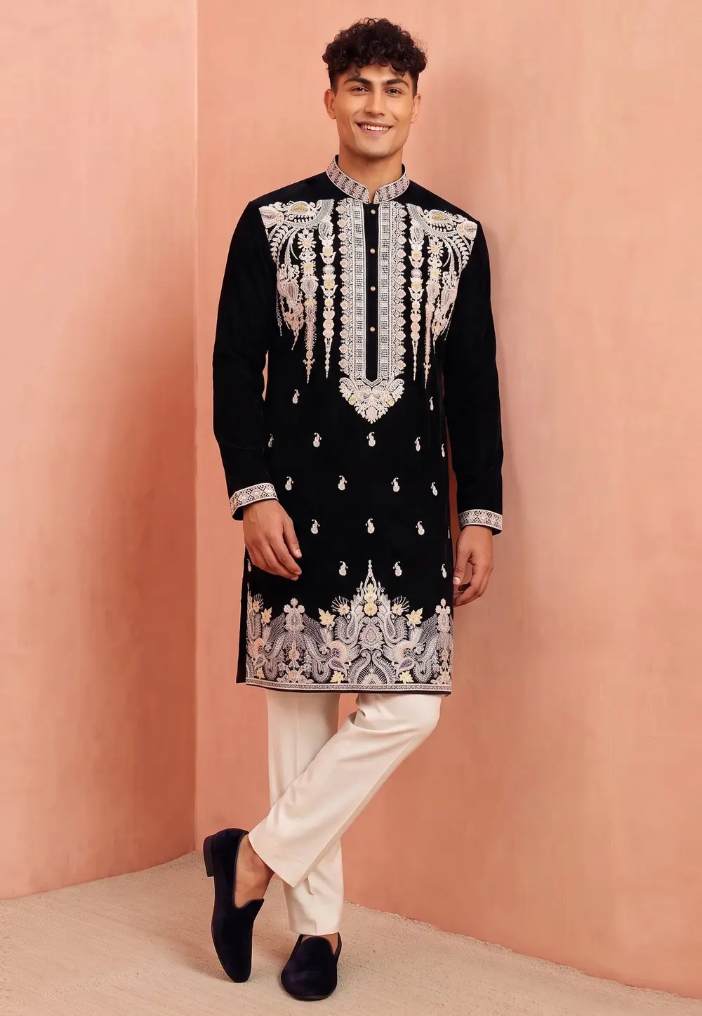 Black Viscose Kurta Pajama 335148