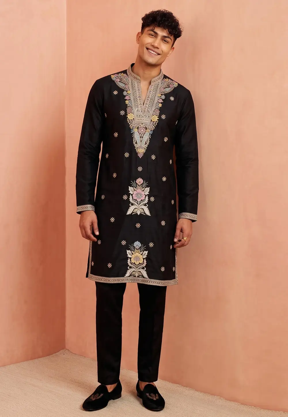 Black Viscose Kurta Pajama 335149