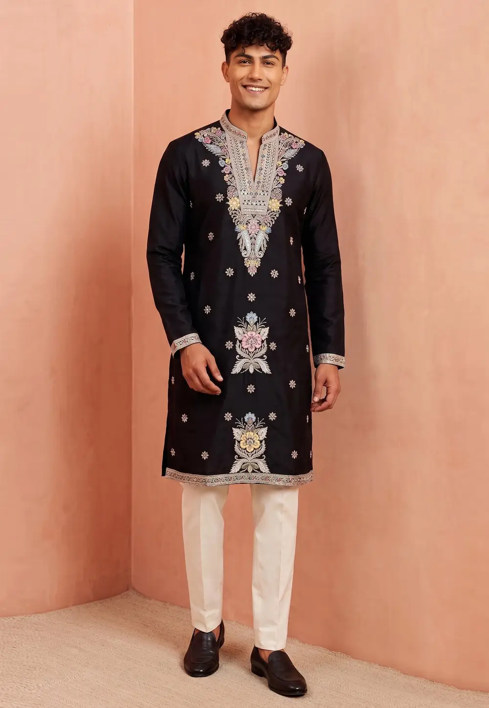 Black Viscose Kurta Pajama 335151